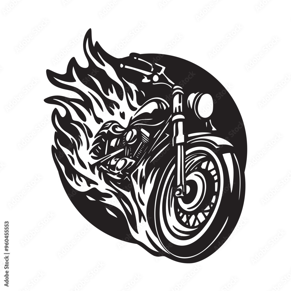 motorcycle on fire. vector illustration on white background motorcycle on fire. vector illustration on white background