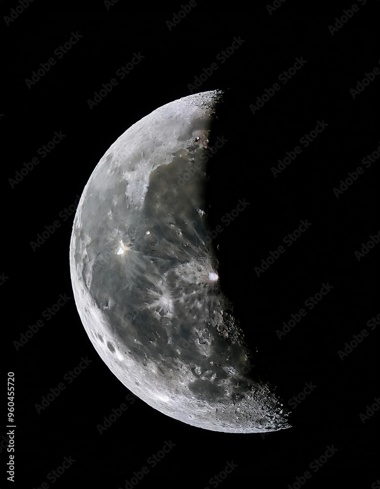 Half moon with a black background and a black sky Half moon with a black background and a black sky