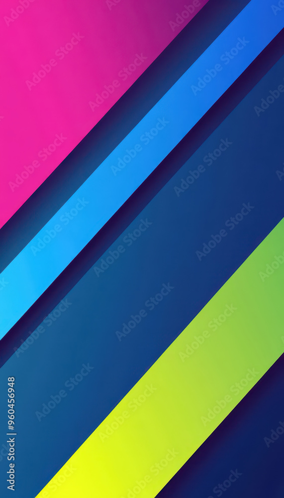 Bold diagonal streaks of neon green, blue, and pink on a dark background with copy space for text. Bold diagonal streaks of neon green, blue, and pink on a dark background with copy space for text.