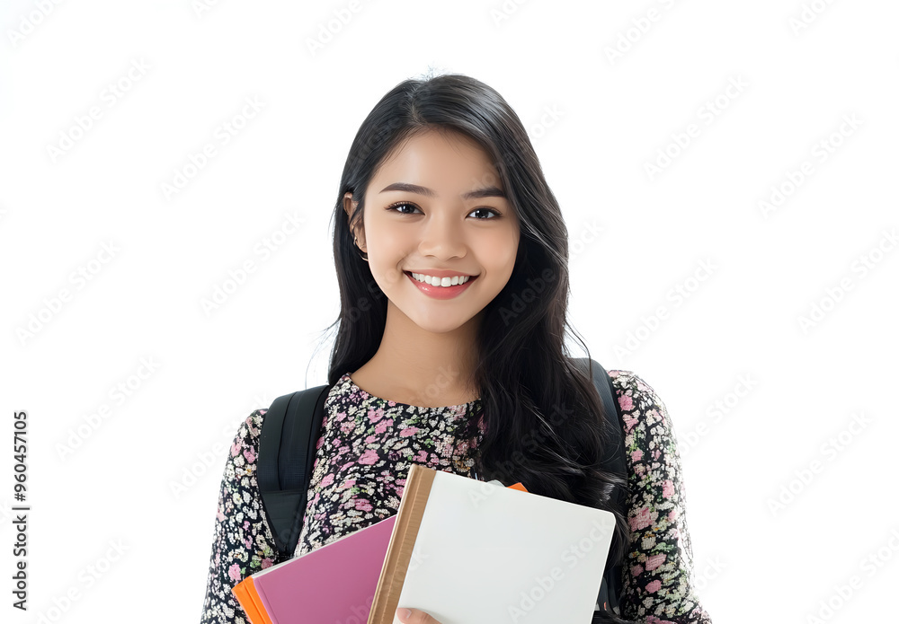Portrait of a smiling young Japanese woman in a casual outfit outdoors, Portrait of a smiling young Japanese woman in a casual outfit outdoors,