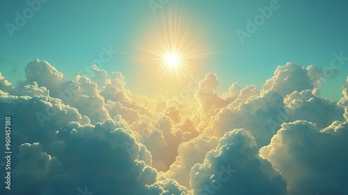 Sun Rays Illuminating Clouds from Above photo