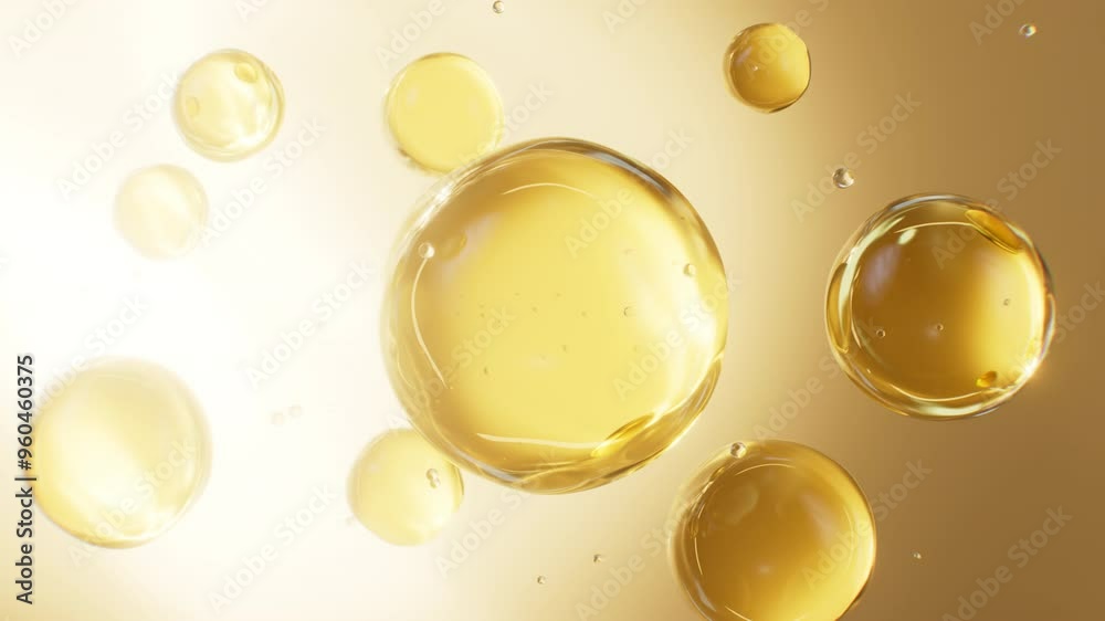 Abstract golden glass spheres, golden cells, 3d rendering.