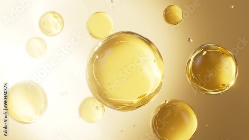 Abstract golden glass spheres, golden cells, 3d rendering.