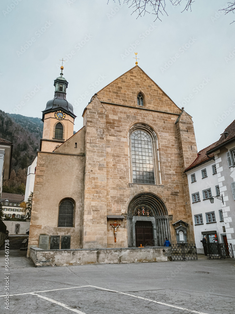 Obraz premium Street and Building View of Old Town Chur Switzerland Tourism