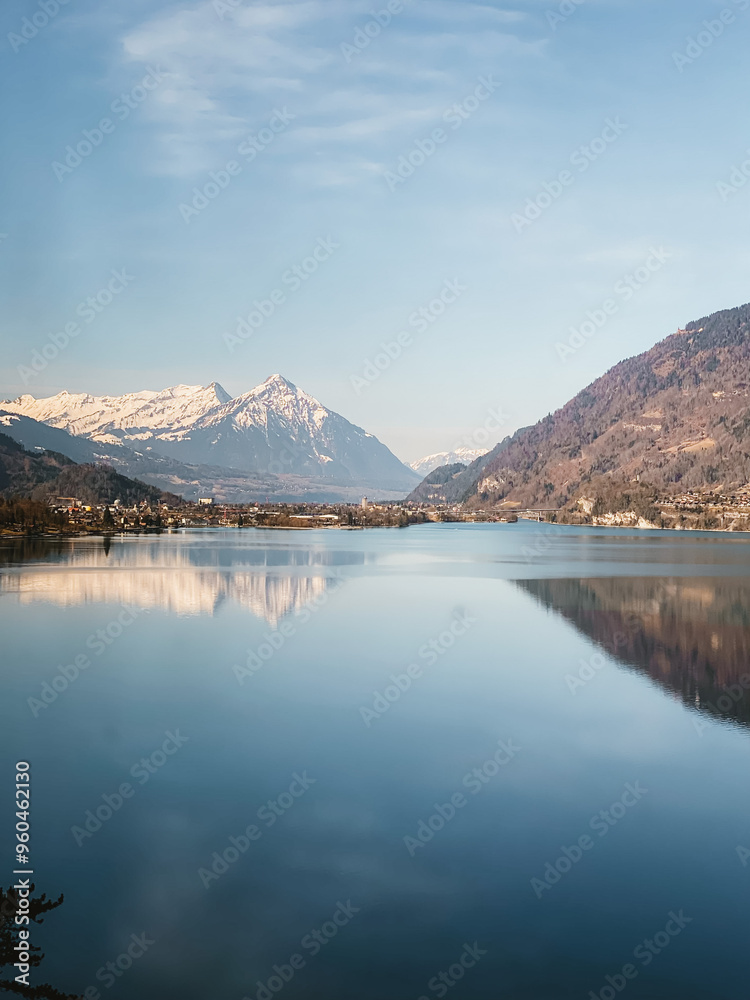 View of the Lake in the Mountains Alps View of the Lake in the Mountains Alps