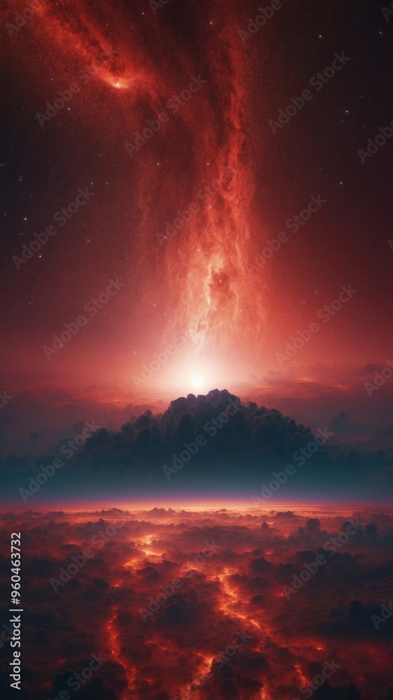 Fototapeta premium Red Sky Nebula Space Background Wallpaper in High Resolution.