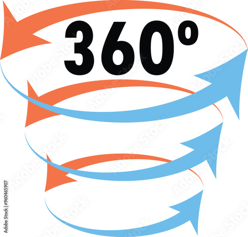 Four rotating arrows forming a circular movement and showing the concept of full coverage