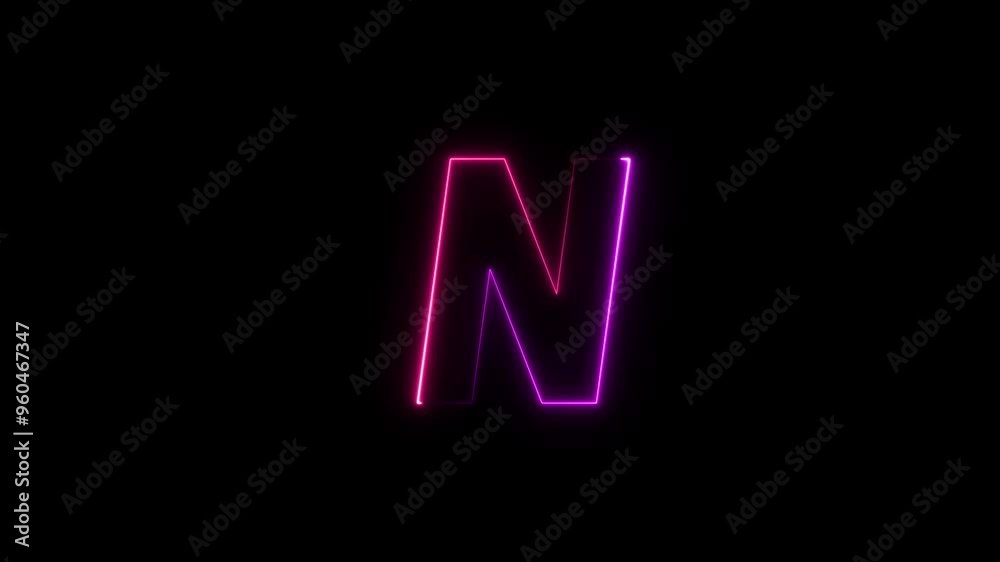 Animated neon letter N. Two-color looping trendy glowing neon alphabet letter N. Educational concept with neon letter Animated neon letter N. Two-color looping trendy glowing neon alphabet letter N. Educational concept with neon letter