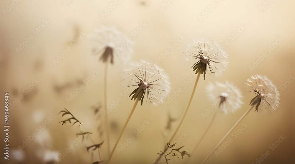 Obraz premium dandelions in the wind, Space background