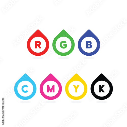 RGB and CMYK drop icons. Vector illustration	