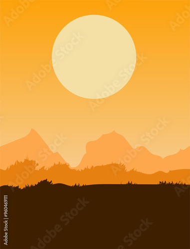 Poster background mountain with moon