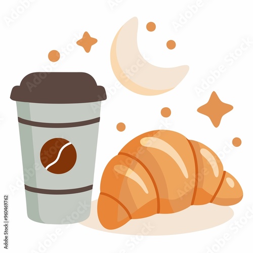 a cup of coffee and a delicious croissant is a real French breakfast.