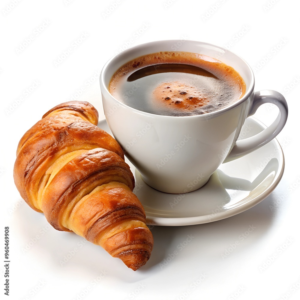 cup of coffee and croissant cup of coffee and croissant