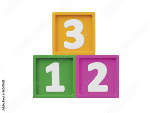 Number block icon 3d render illustration