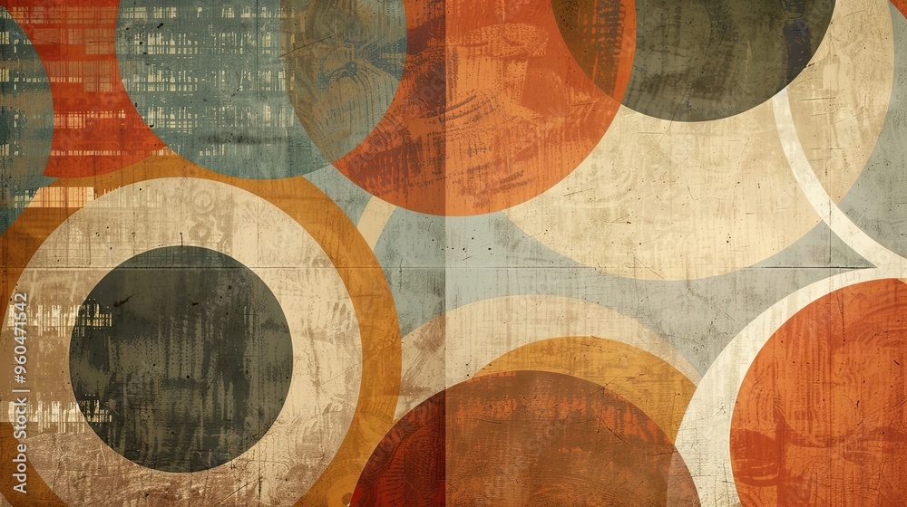 Earthy circles on a 1970s-inspired wallpaper slightly faded for a retro aesthetic Earthy circles on a 1970s-inspired wallpaper slightly faded for a retro aesthetic