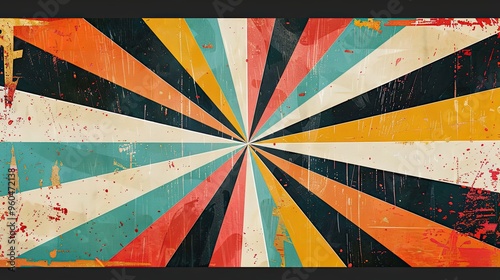 Wallpaper Mural Retro wallpaper with bright starburst patterns in contrasting colors worn for mid-century vibes Torontodigital.ca