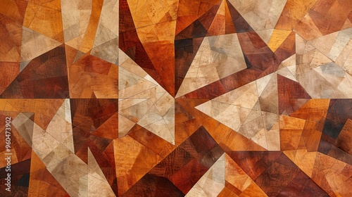 Cubist wallpaper with angular planes in warm colors like ochre and sienna rich texture photo