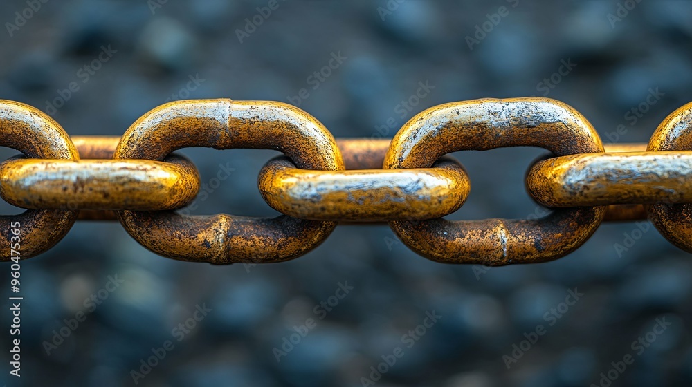 Close-up of a Rusty Gold Chain Link Close-up of a Rusty Gold Chain Link
