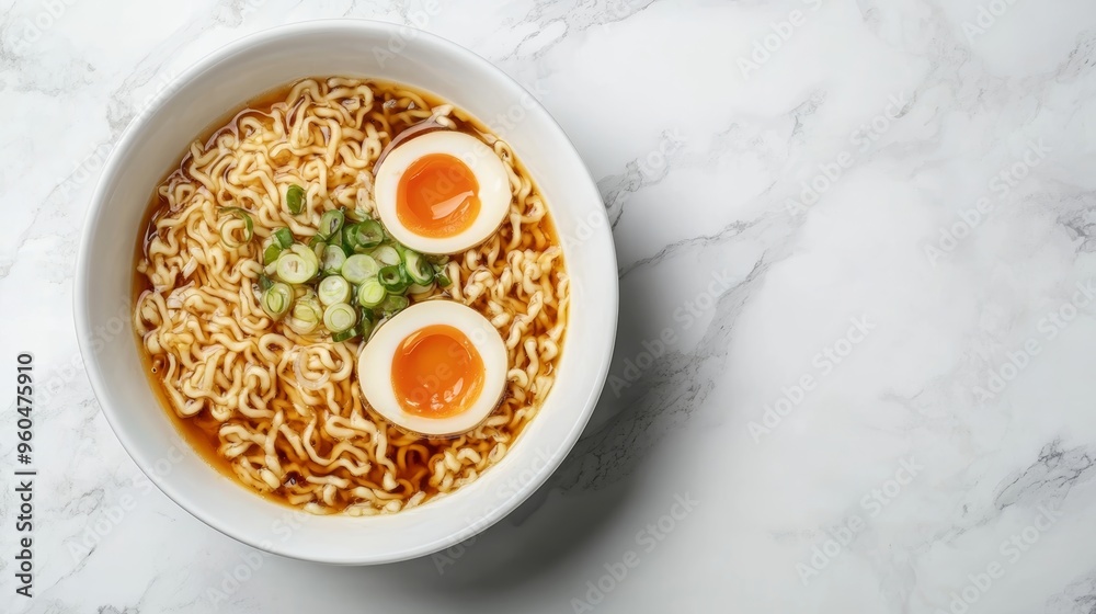 Top View of Flavorful Ramen, Copy Space for text Top View of Flavorful Ramen, Copy Space for text