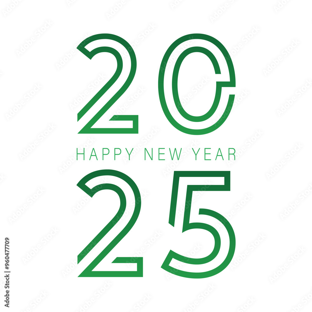 Happy new year 2025 design. With colorful truncated number illustrations. Premium vector design 2025