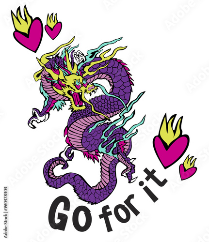 Dragon colorido, morado