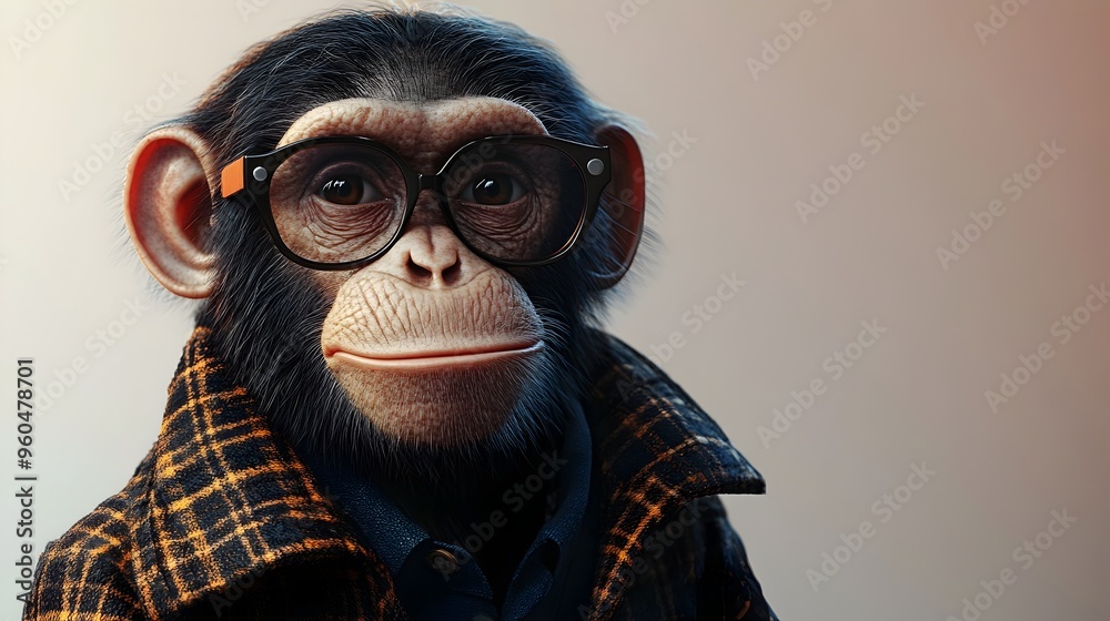 Surreal of Primate in Business Attire with Studio Lighting Surreal of Primate in Business Attire with Studio Lighting