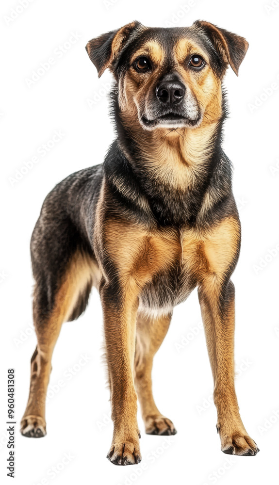 Confident dog on white background, cut out - stock png. Confident dog on white background, cut out - stock png.