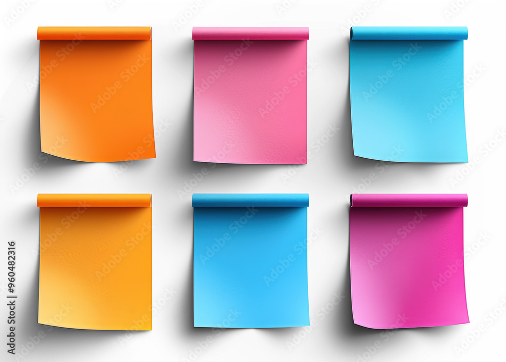 Fototapeta premium Colorful Sticky Notes on Transparent Background