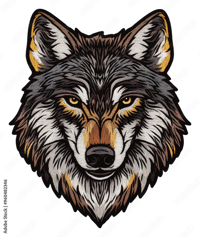 Fototapeta premium Detailed illustration of a wolf's head in nature, cut out - stock png.