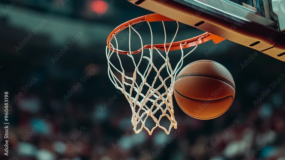 Basketball Swishing Through the Net, Close-Up Basketball Swishing Through the Net, Close-Up