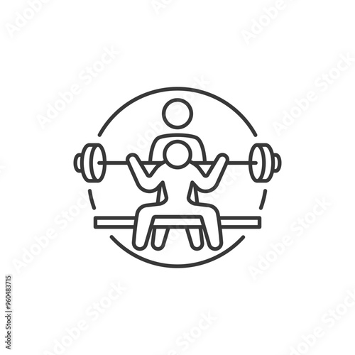 Personal trainer logo. intense workout, group fitness, training icon. Weightlifting exercise. Sport coaching. Bootcamp, gym symbol. 