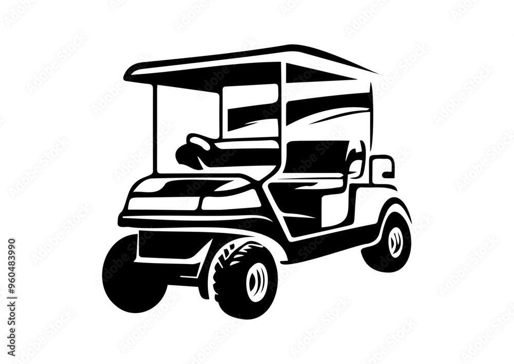 Silhouette of a Modern Golf Cart Isolated Silhouette of a Modern Golf Cart Isolated