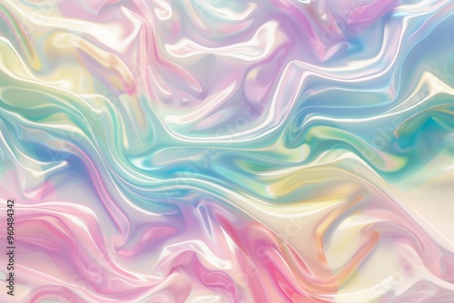 Beautiful pastel liquid marble background with iridescent colors, holographic effects, soft pastel hues