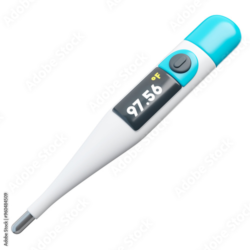 3d icon illustration of medical & healthcare thermometer degrees farenheit
