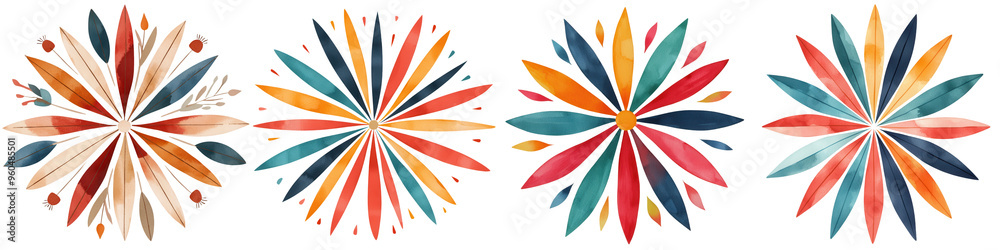 Fototapeta premium Colorful decorative elements showcasing vibrant patterns and designs. Perfect for creative projects and artistic inspirations.