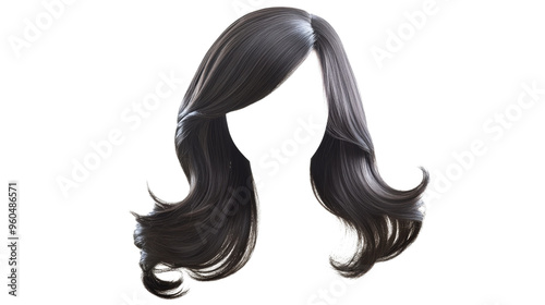 Long Black Hair Wig Isolated 