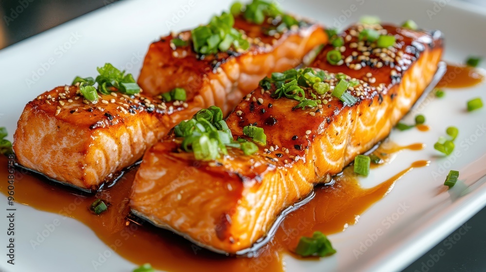 Glazed Salmon with Sesame Seeds and Green Onions Glazed Salmon with Sesame Seeds and Green Onions