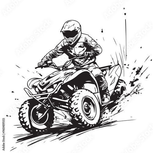 ATV extreme sport Vector Image isolated on white background.