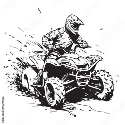 Atv Racing Sport stock Vector Image isolated on white background.