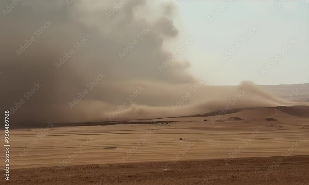 Dust Storm Sweeps Across Desert Landscape Dust Storm Sweeps Across Desert Landscape