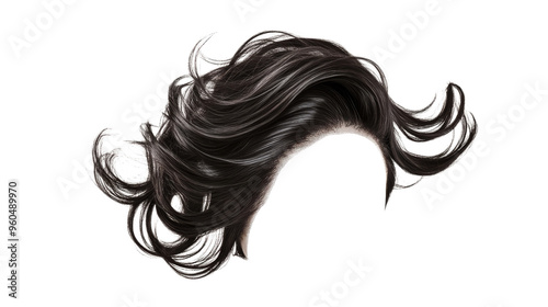 Black Hair Wig Isolated on Background. photo