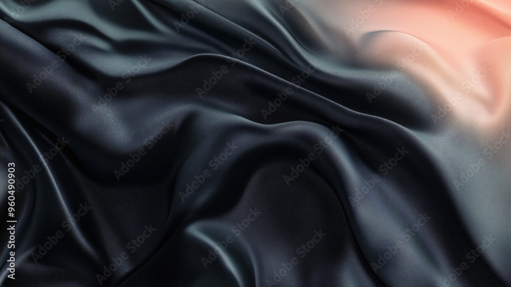 Black monochrome abstract design with soft flowing curves and delicate texture