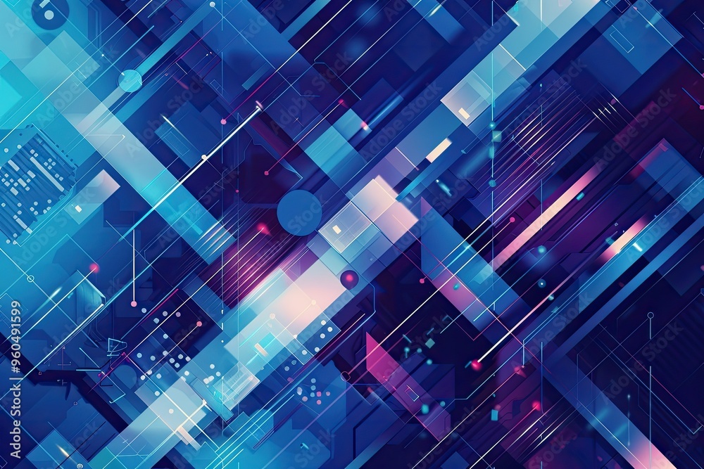 Abstract Geometric Pattern in Vibrant Blue and Purple Hues Abstract Geometric Pattern in Vibrant Blue and Purple Hues