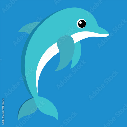 Bottlenose dolphin vector art illustration.
