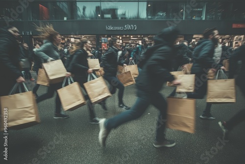 Massive Sale Frenzy: Shoppers in a Rush
