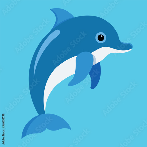 Bottlenose dolphin vector art illustration.
