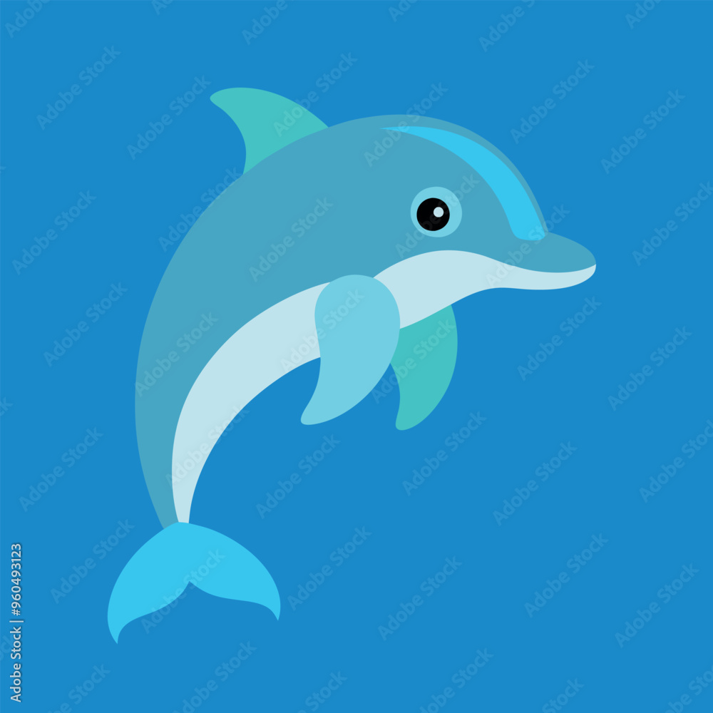 Fototapeta premium Bottlenose dolphin vector art illustration. 
