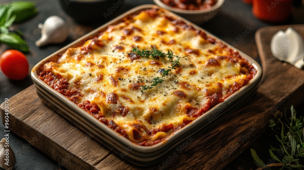 lasagna noodles topped with meat sauce and melted cheese on a ceramic dish, showcasing the concept of delicious homemade pasta lasagna noodles topped with meat sauce and melted cheese on a ceramic dish, showcasing the concept of delicious homemade pasta