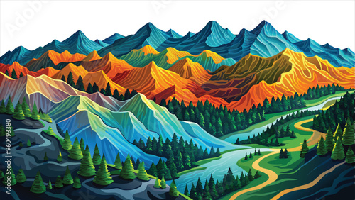 Modern nature national park background wallpaper, backdrop, texture, Great Smoky Mountains, vector art illustration