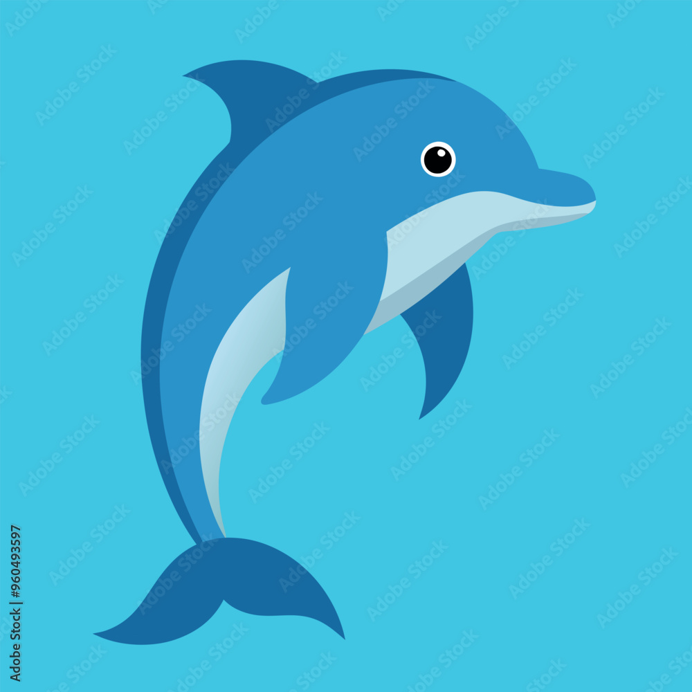 Naklejka premium Bottlenose dolphin vector art illustration.